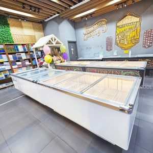 tủ đông nằm mặt kính phẳng