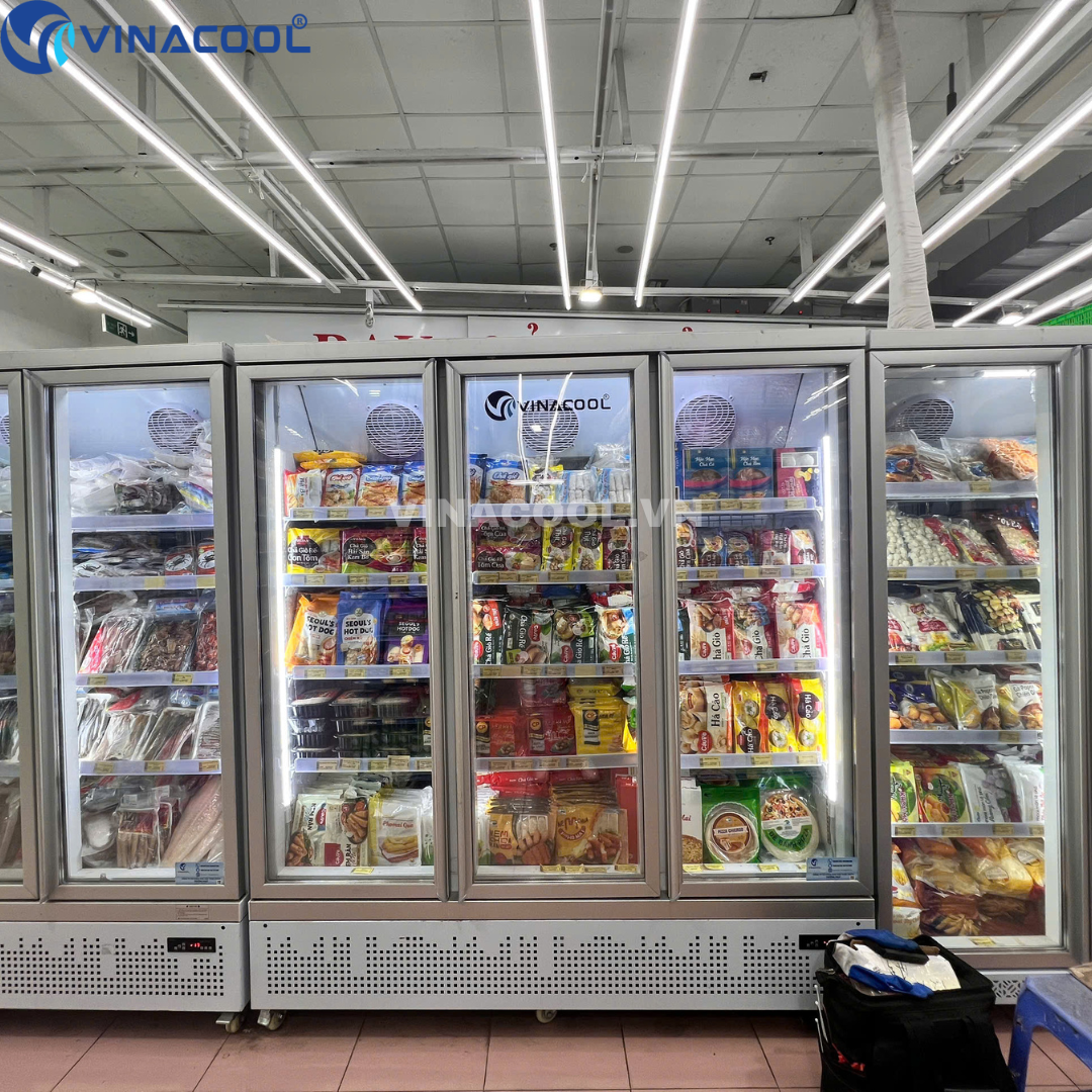 tủ đông cánh kính siêu thị